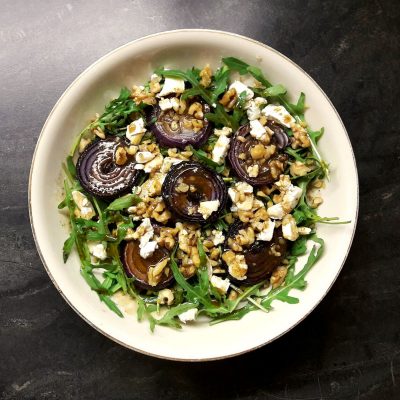 Baked Onion and Goats Cheese Salad