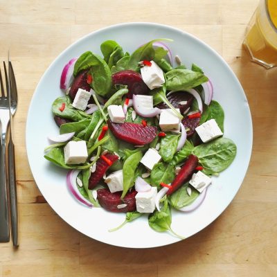 Beetroot and Feta Spinach Salad