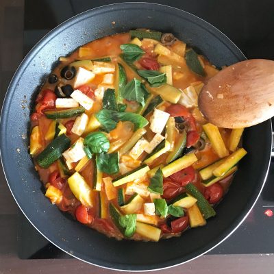 Courgette Pizzaiola with Vegan Feta Cheese