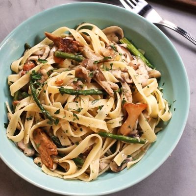 Mushroom and Asparagus Tagliatelle