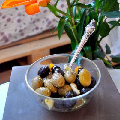 Garlic and Citrus Marinated Olives