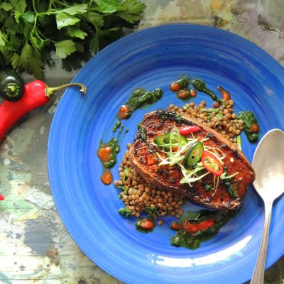 Harissa Glazed Sweet Potato