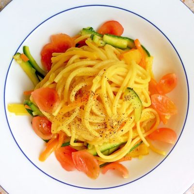 Mediterranean Vegan Spaghetti with Turmeric