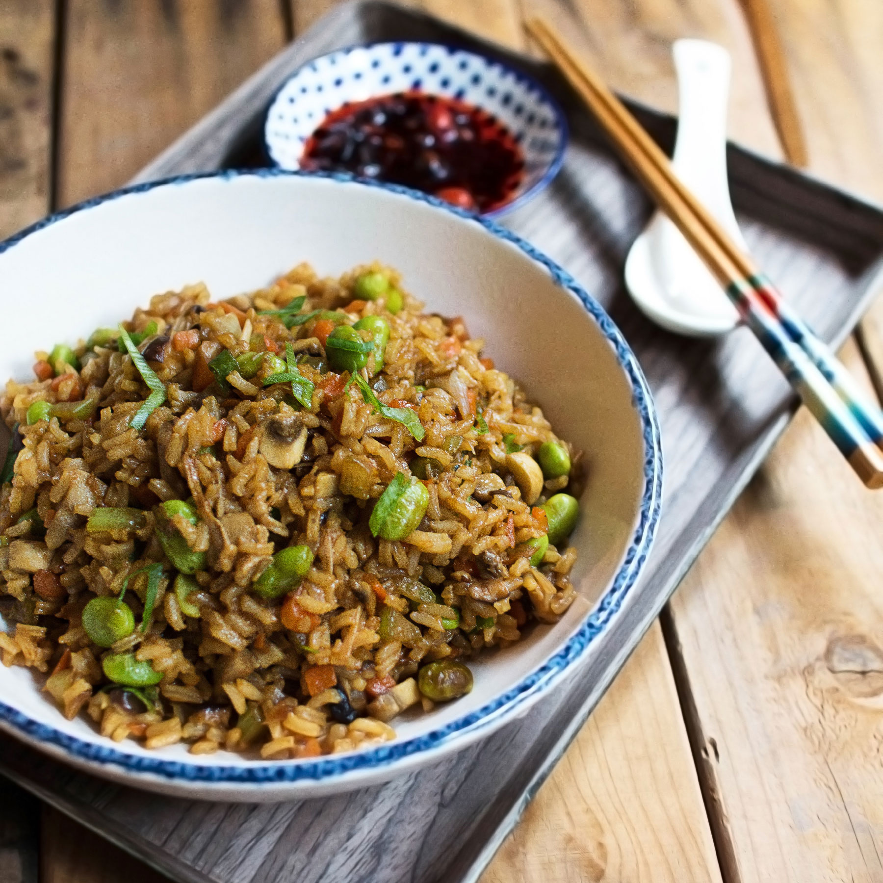 Mushroom and Edamame Fried Rice Free Vegan Meal Plan Veahero