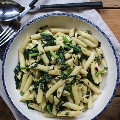 Nutty Spinach and Basil Pasta