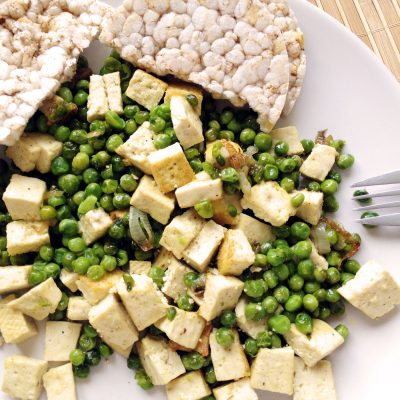 Pea and Shallot Fried Tofu
