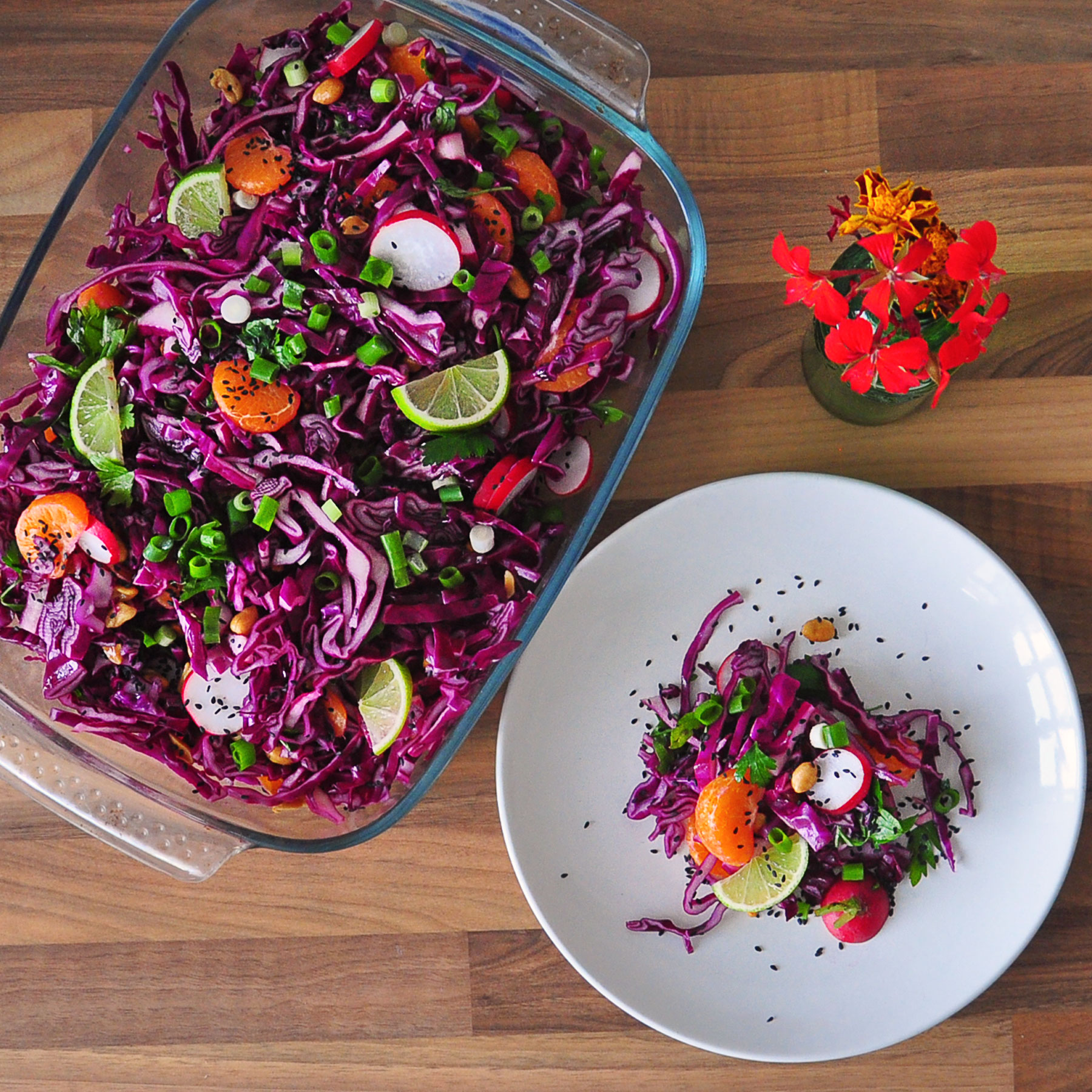 Red Cabbage and Clementine Salad Free Vegan Meal Planner Veahero