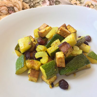 Sauteed Courgette with Smoked Tofu