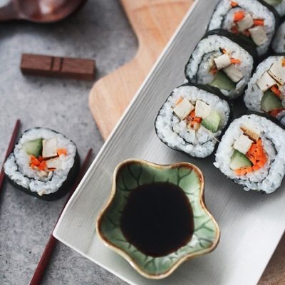 Tofu and Enoki Mushroom Sushi Roll