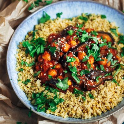 Lemon Roasted Aubergine Tagine