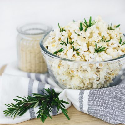 Rosemary and Vegan Parmesan Popcorn