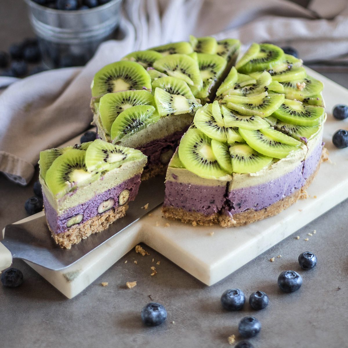 Kiwi and Blueberry Cheesecake Free Vegan Meal Planning Veahero