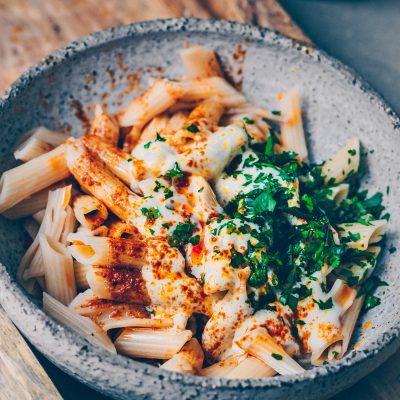 Paprika and Coconut Yoghurt Pasta